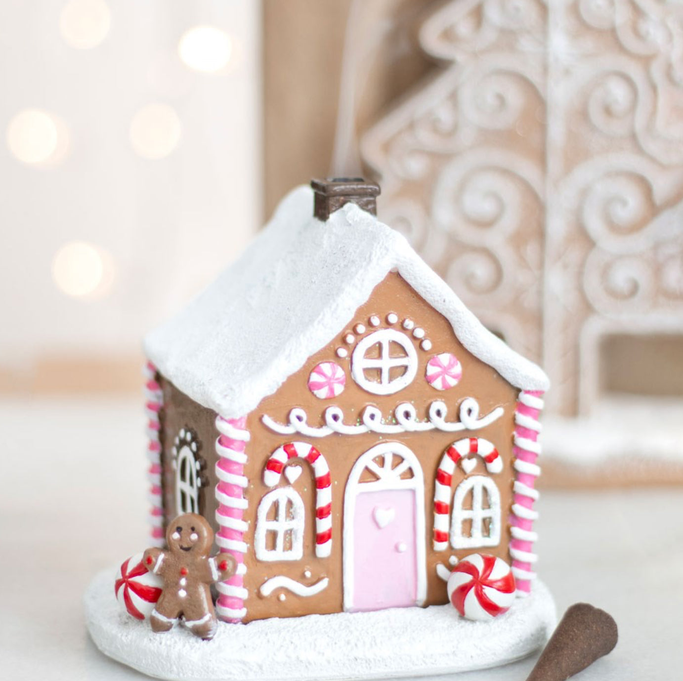 PINK GINGERBREAD HOUSE INCENSE CONE BURNER