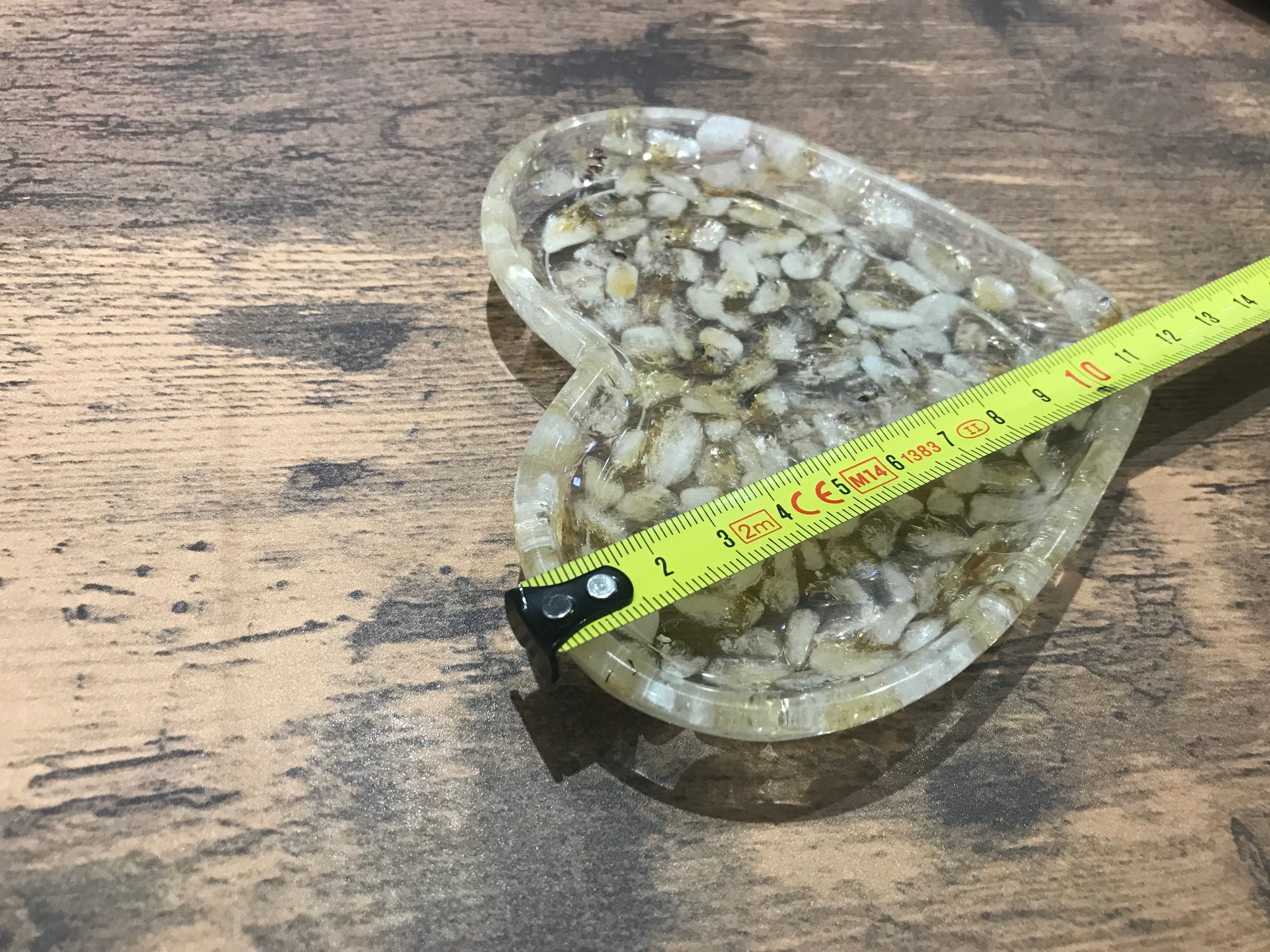 Love heart trinket dish, Citrine.