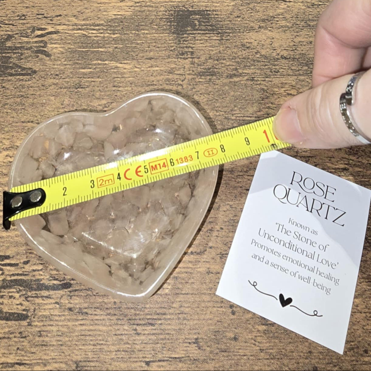 Rose Quartz love heart shaped trinket tray