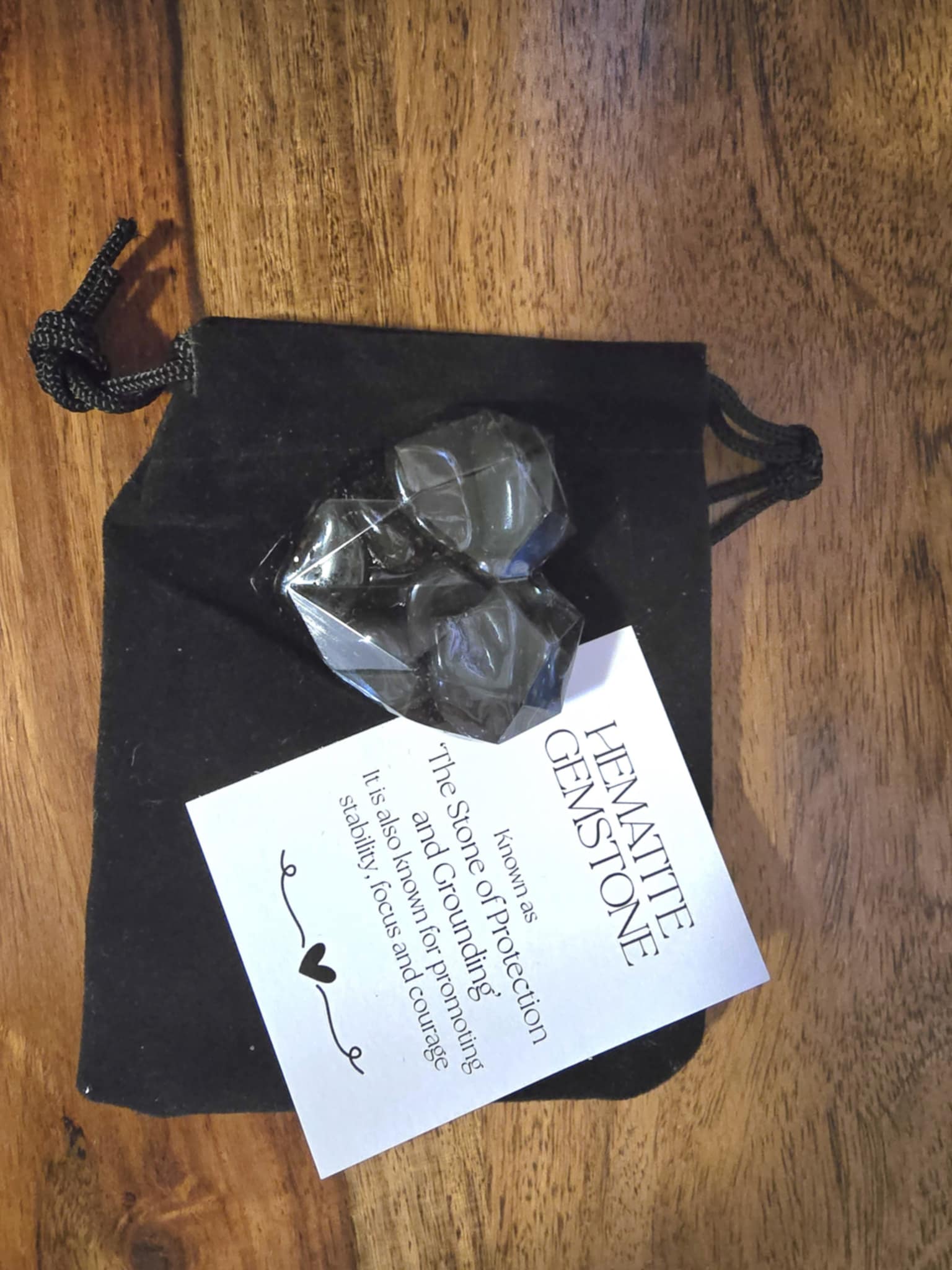 Hematite gemstone love heart