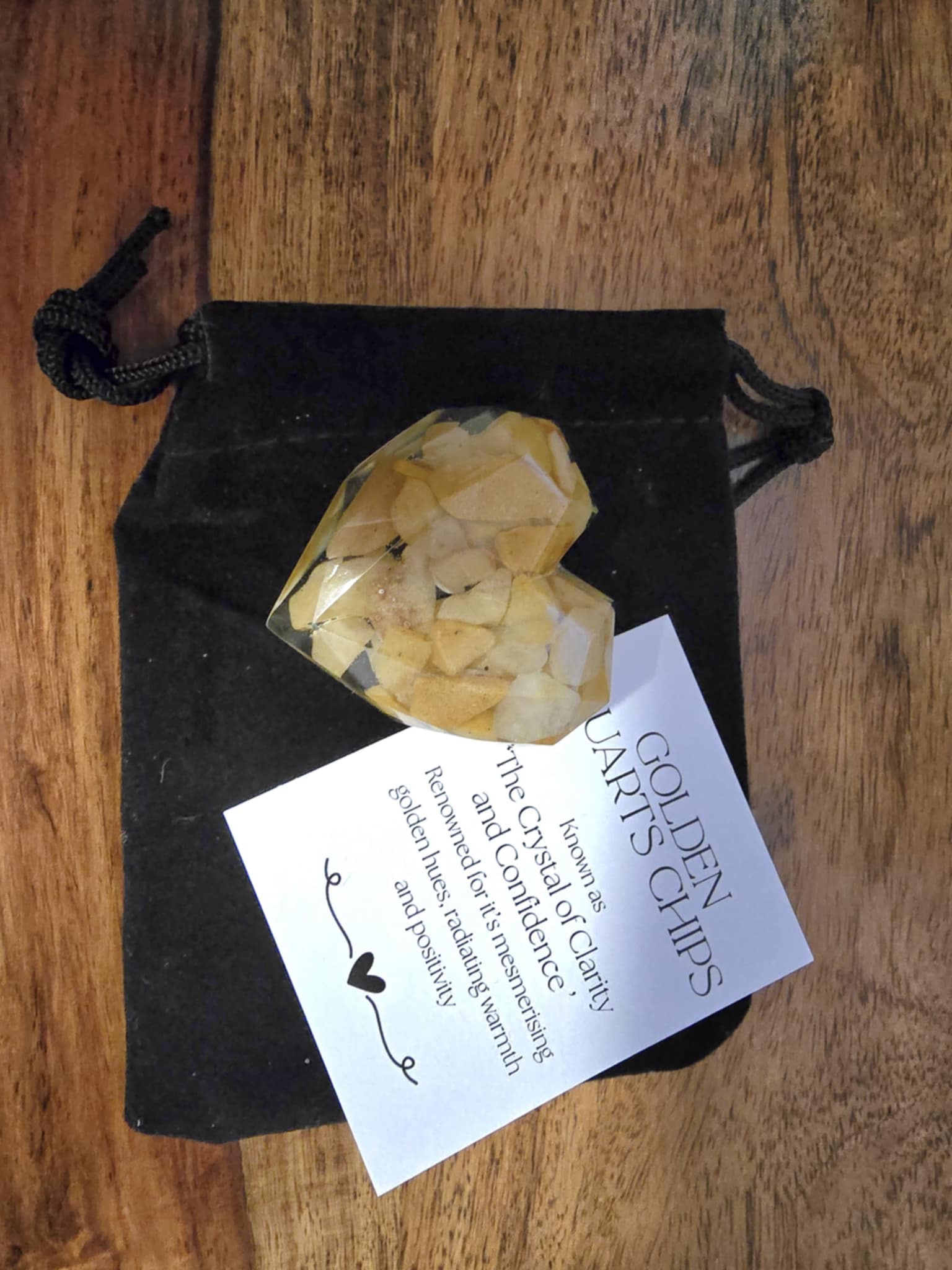 Golden quartz love heart