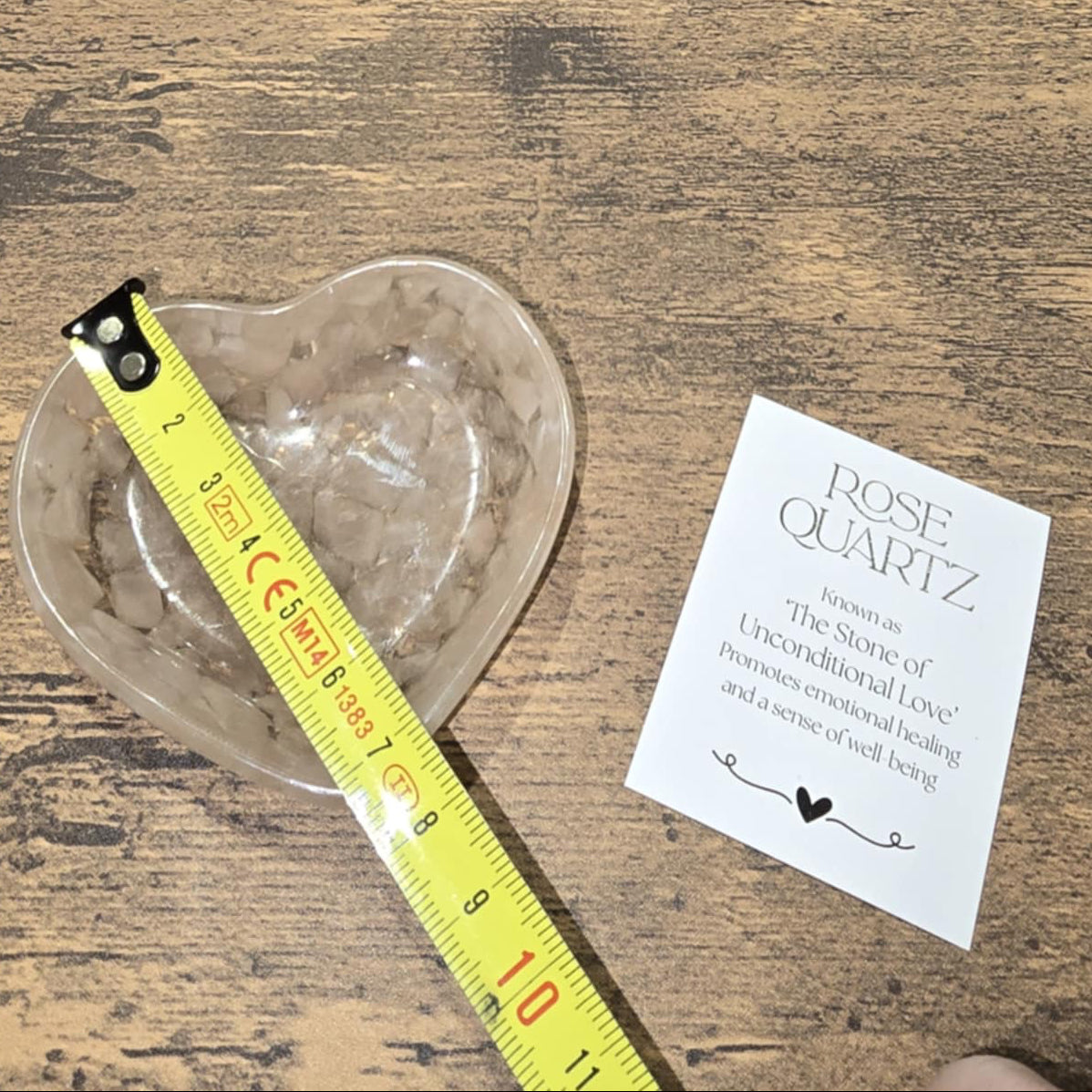 Rose Quartz love heart shaped trinket tray