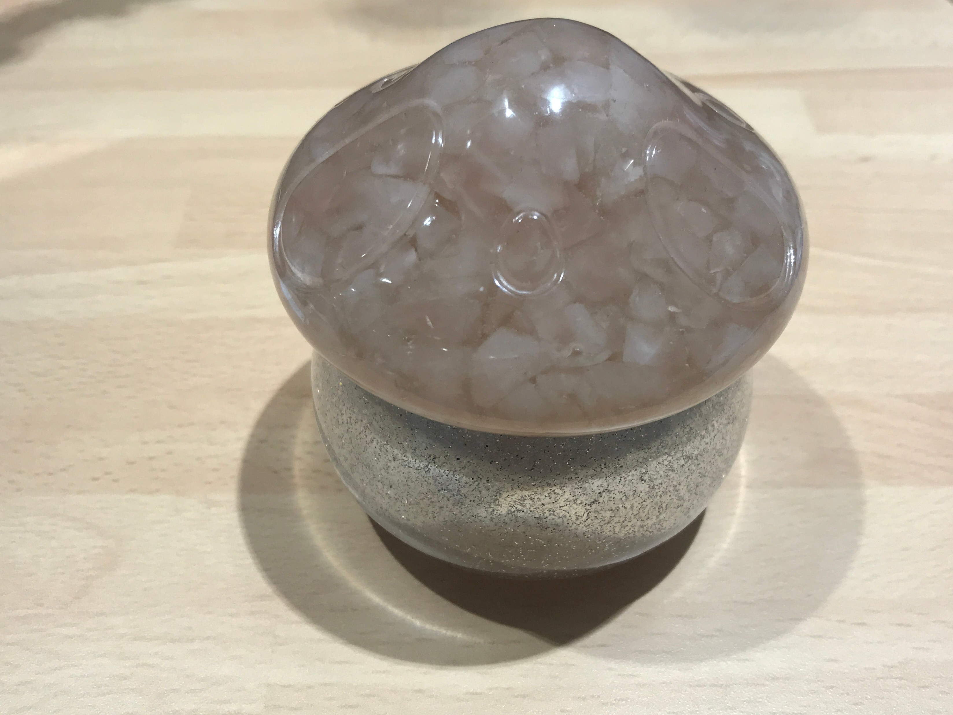 Rose Quartz Crystal Toadstool Pot