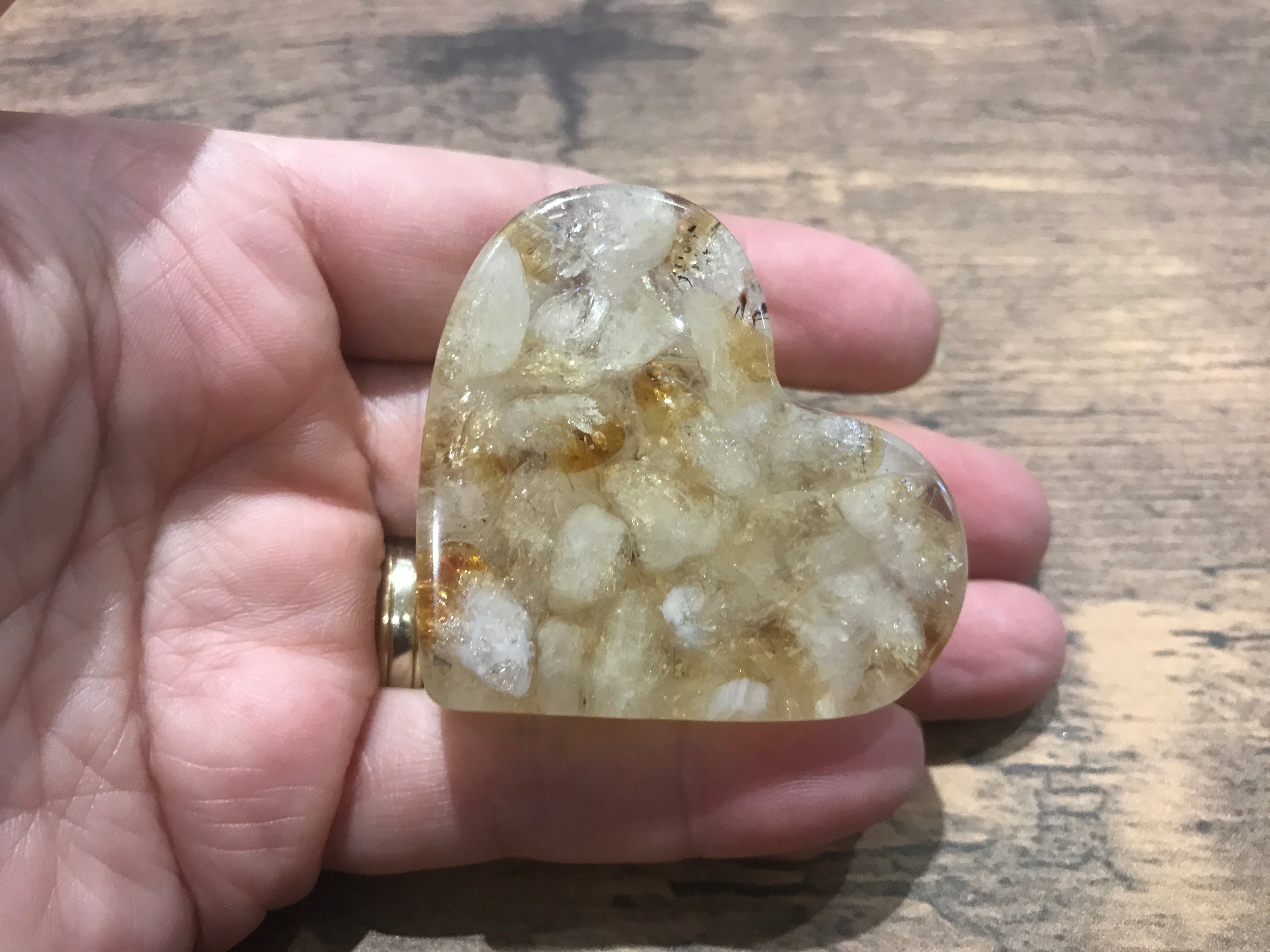 Love heart crystal photo stand Citrine.