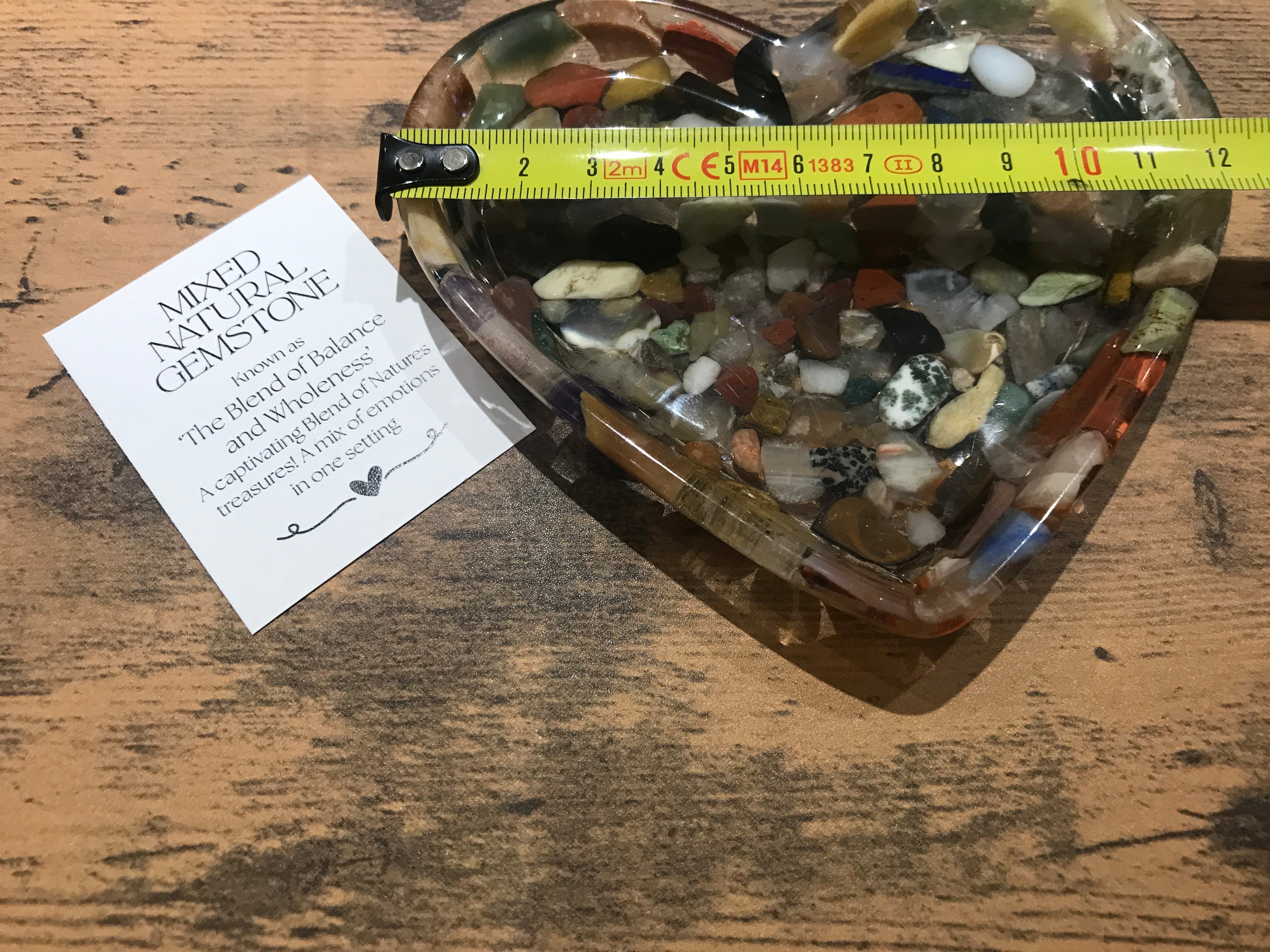 Love heart trinket dish mixed natural gemstones