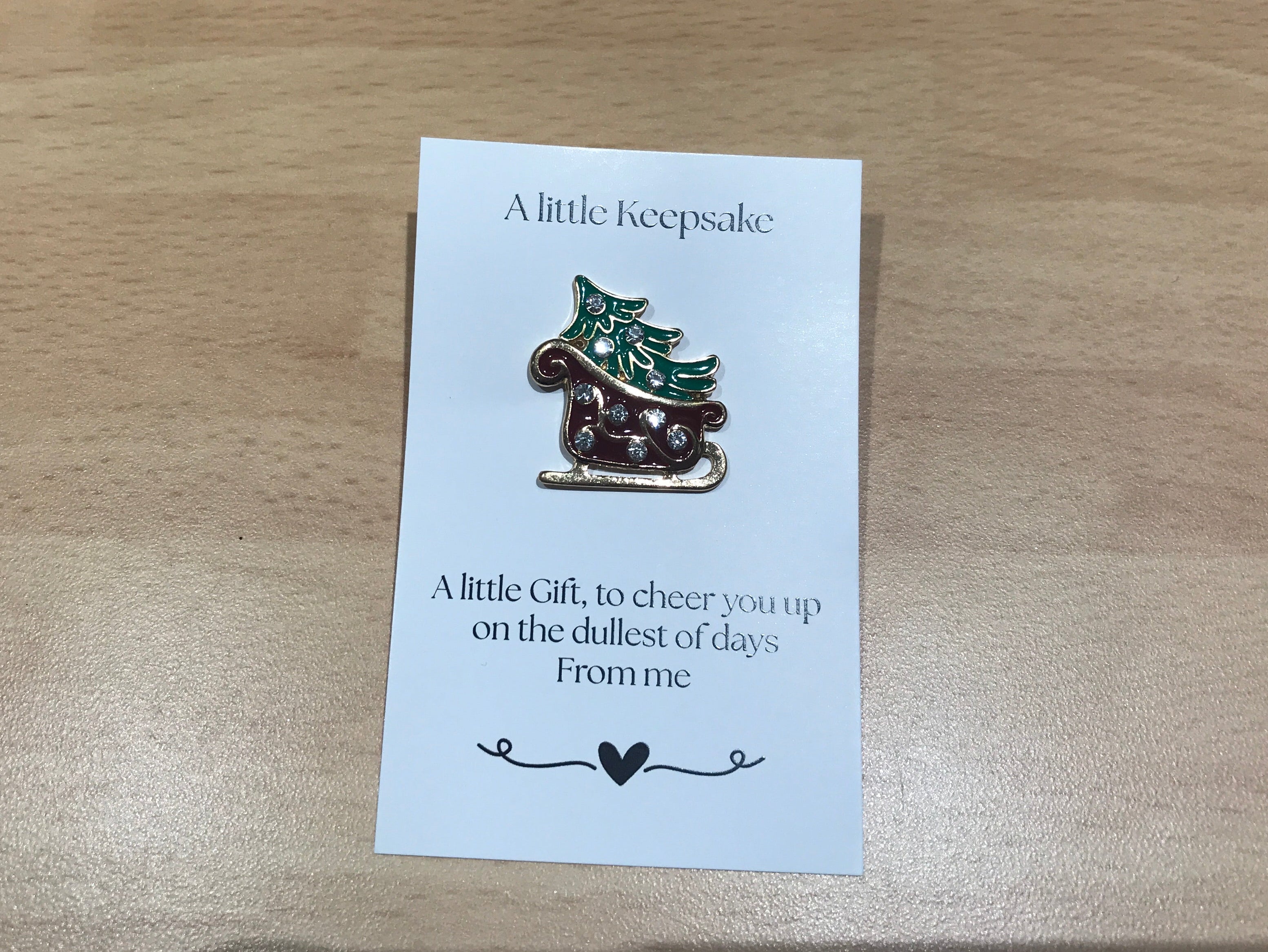 A Little Keepsake Sleigh & Tree Brooch