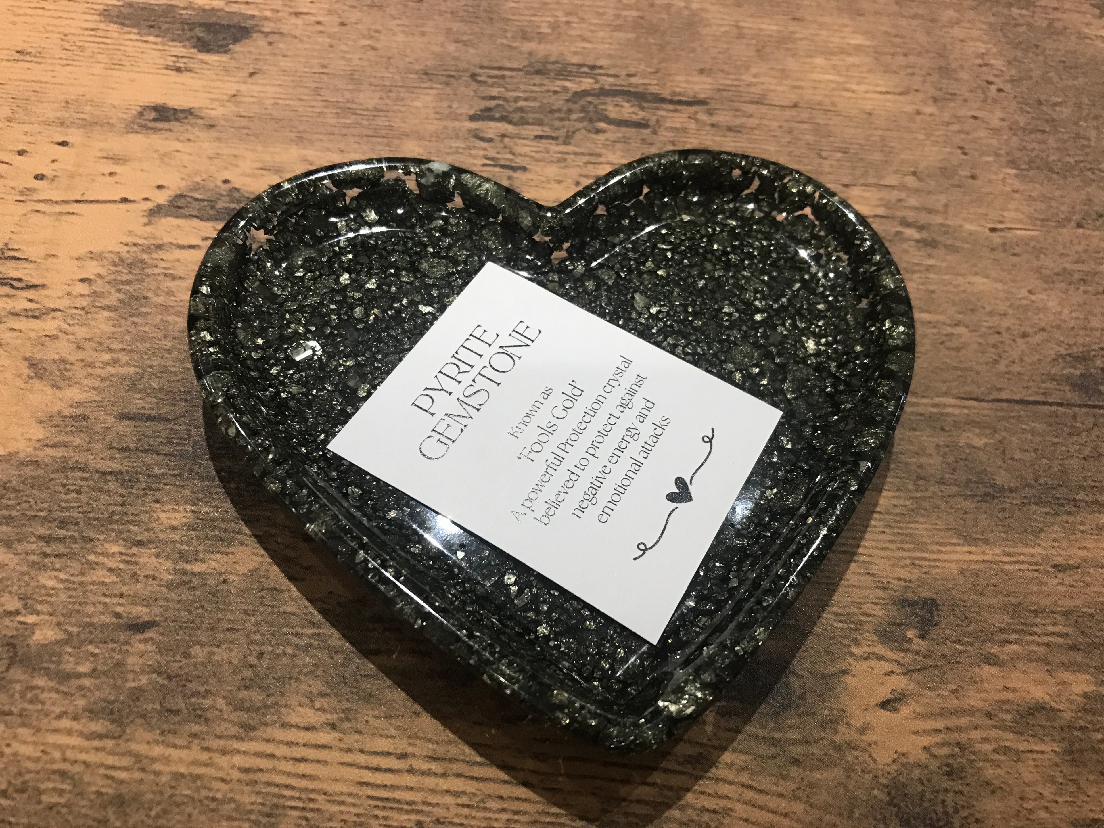 Love heart, trinket dish Pyrite.