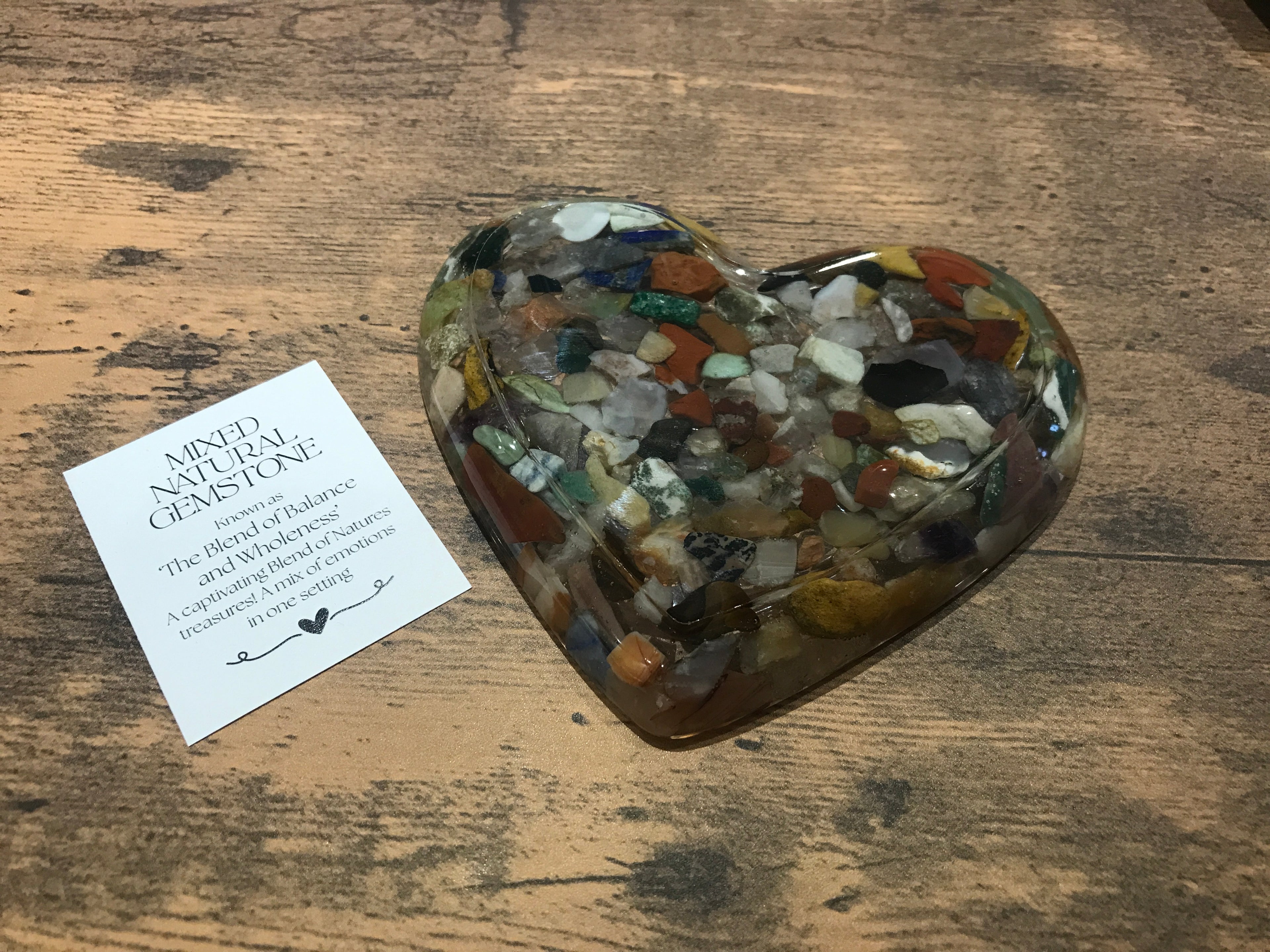 Love heart trinket dish mixed natural gemstones