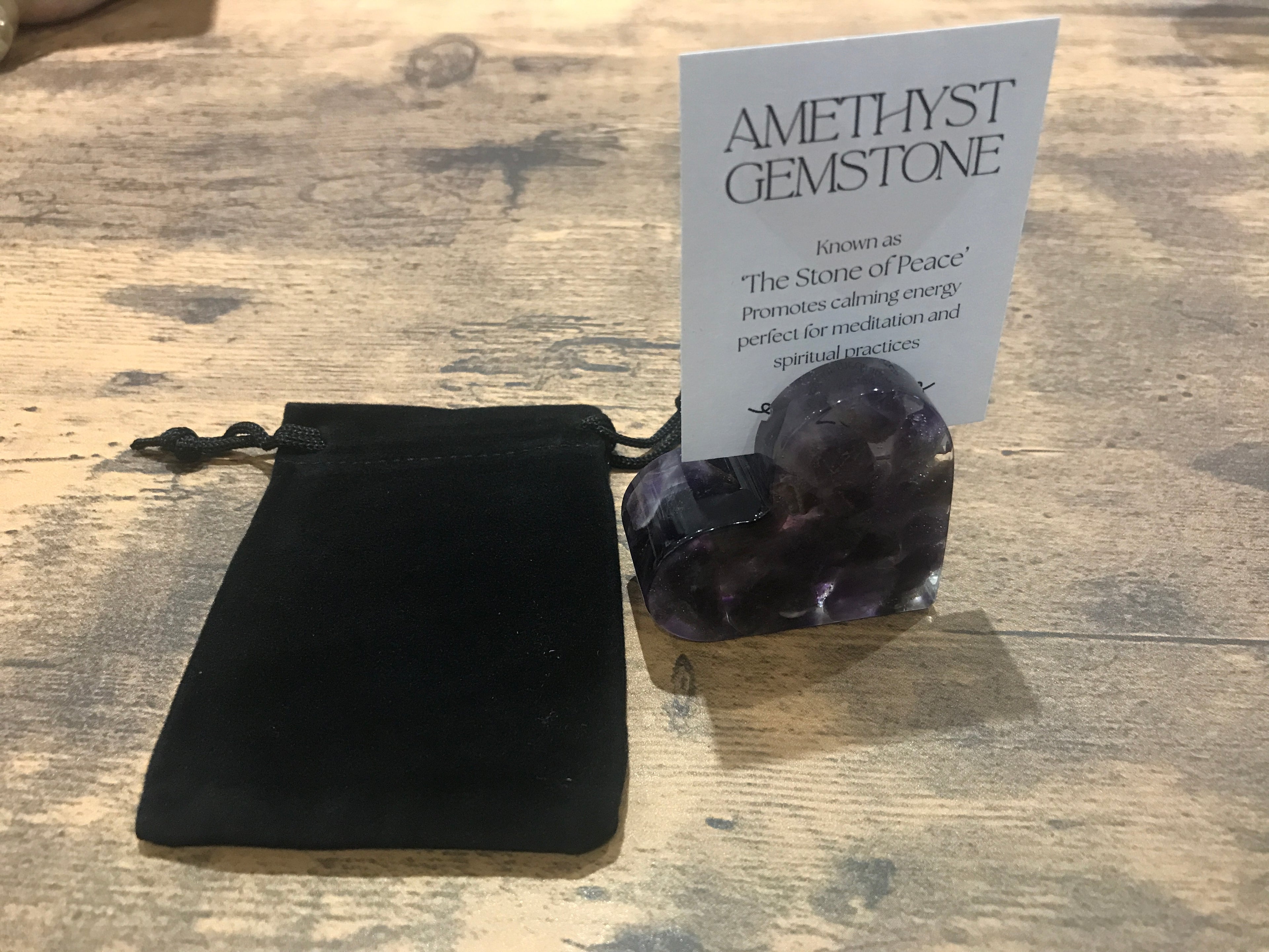 Love heart, crystal photo stand Amethyst