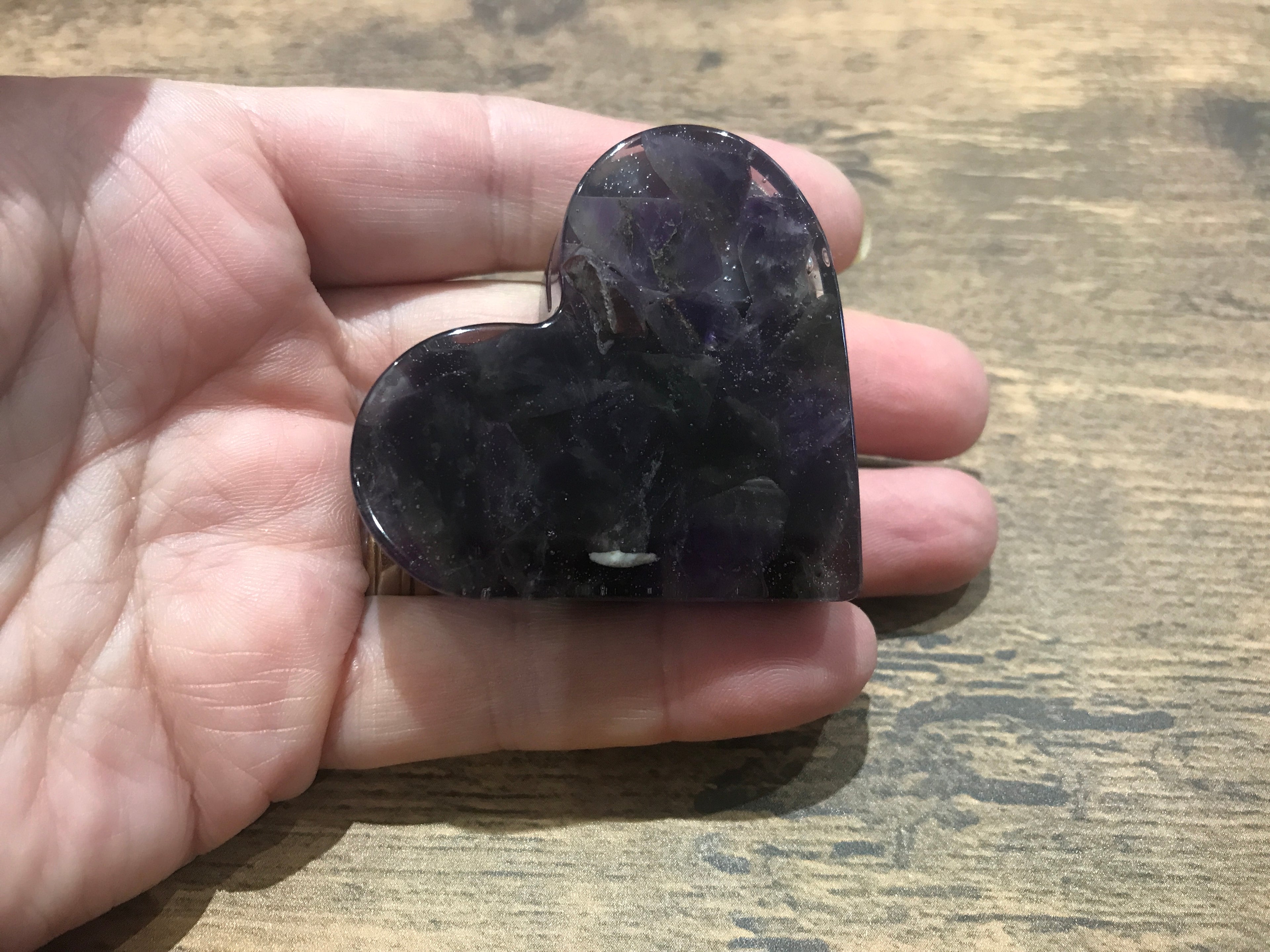 Love heart, crystal photo stand Amethyst