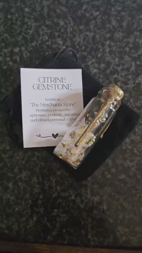Citrine crystal glass jar with Fairy